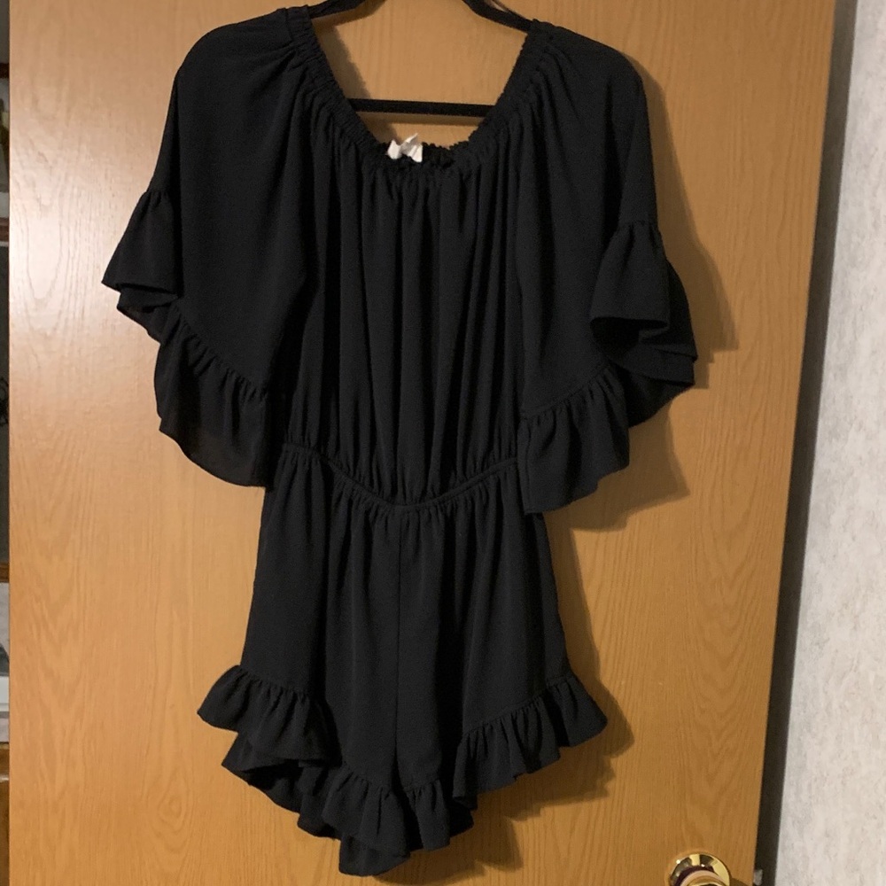 Eesome Black Ruffle Romper